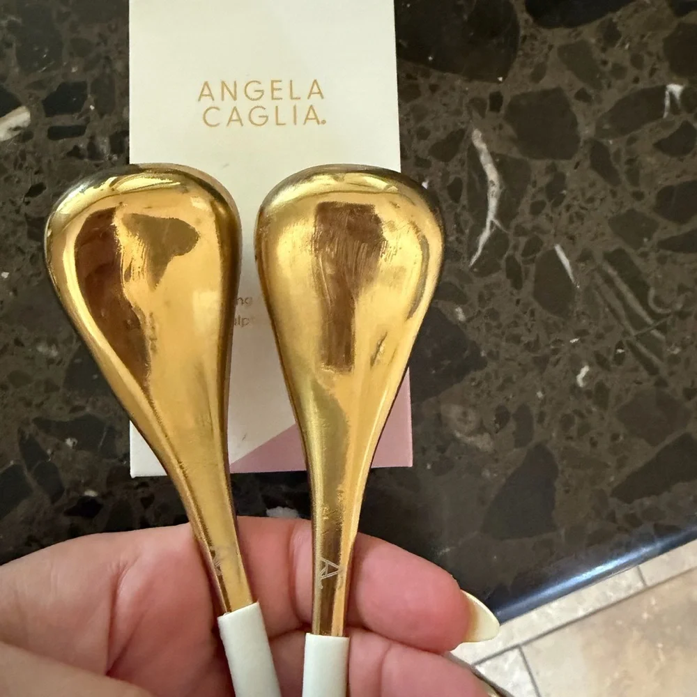 Angela Caglia Rose Quartz Facial Roller with Gold Sculpting Tools and Gua Sha